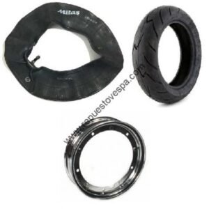 Kit Rueda Completa Llanta Cromada Neumático Mitas Máxima 3.50 10″