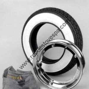 Kit Rueda Completa Llanta Cromada Neumático Continental Banda Blanca 3.50 10″