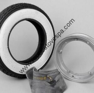 Kit Rueda Completa Llanta Gris Neumático Continental Banda Blanca 3.50 10″